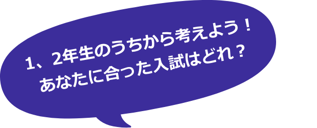 1、2年生のうちから考えよう！あなたに合った入試はどれ？